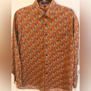 Alan Flusser Orange Paisley Shirt 100% Cotton